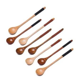

8 Pcs Wooden Spoons Eating Spoons Rice Spoons Wooden Teaspoon Ice Cream Spoon for Coffee Tea Jam Bath Salts
