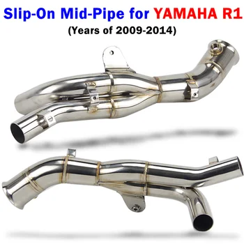 

Free shipping Slip-on Motorcycle exhaust muffler middle link pipe escape moto stainless steel for Yamaha R1 yzf-r1 2009-2014