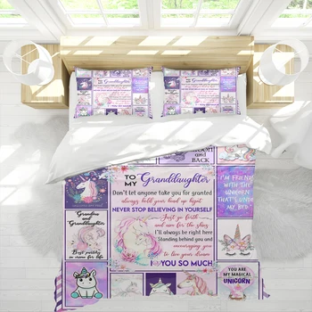 

unicorn To My granddaughter 3D Printed 3pcs Bedding Set Duvet Cover Bed Cover Set Bedspreads Home Textiles