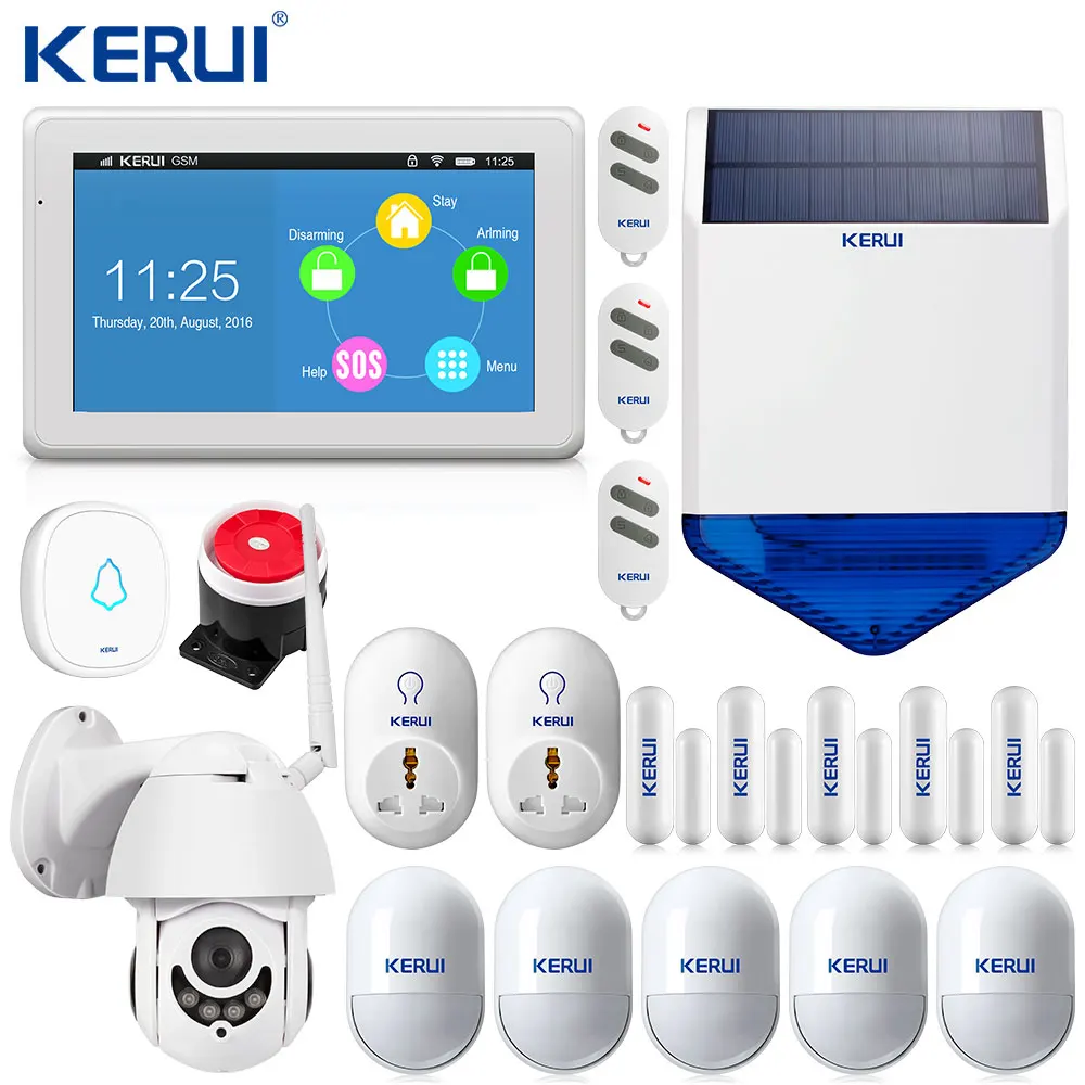 

KERUI K7 Wifi Alarm Touch Display WIFI GSM Alarm System Home Alarm Security kitpad App Control 1080P Outdoor Camera