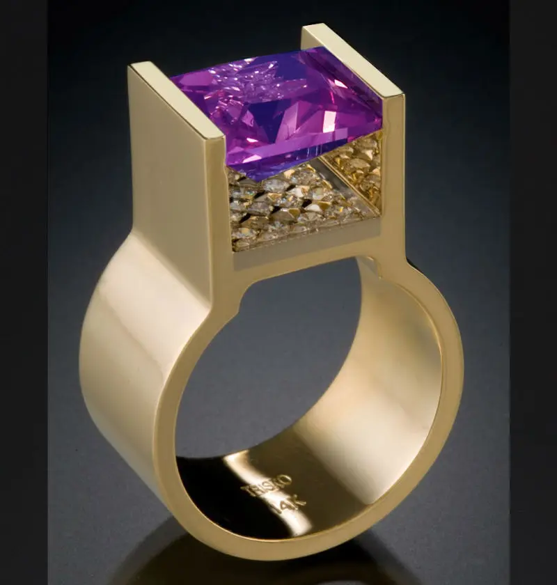 Новая мода женский синий розовый циркон камень кольцо роскошное желтое золото обручальное кольцо обещания обручальные кольца для влюбленных женщин