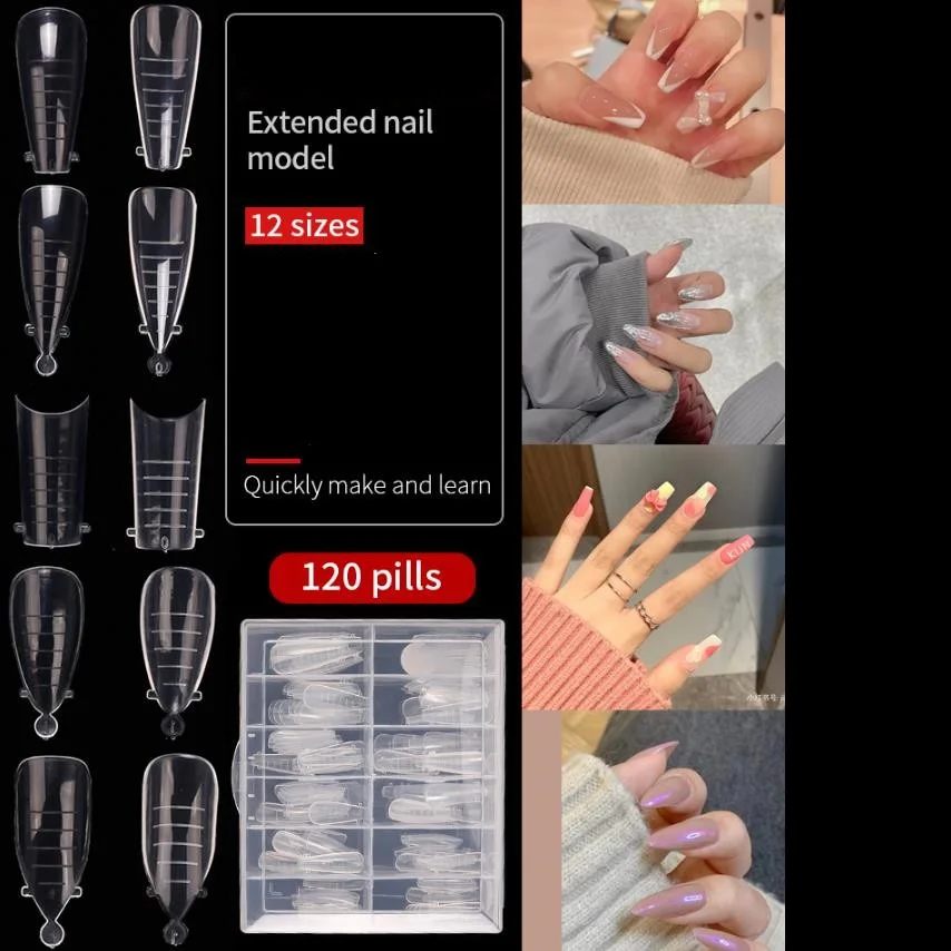 120 Pz/Scatola Forme Per Unghie Extra Lunghe Nail Quick Building Uv Gel Mold Tips Extension