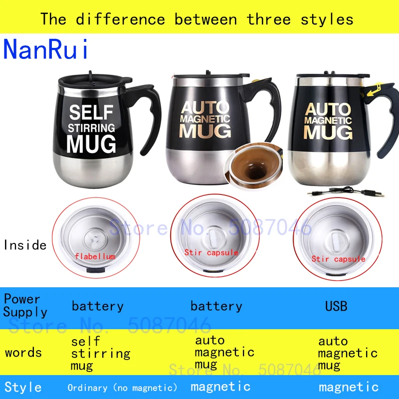 Automatic Mixer Cup Multi-functional Electric Coffee Cup Lazy Man Rotating  Magnetic Stainless Steel Cup Of Milk Cup Mark Cup - Temu