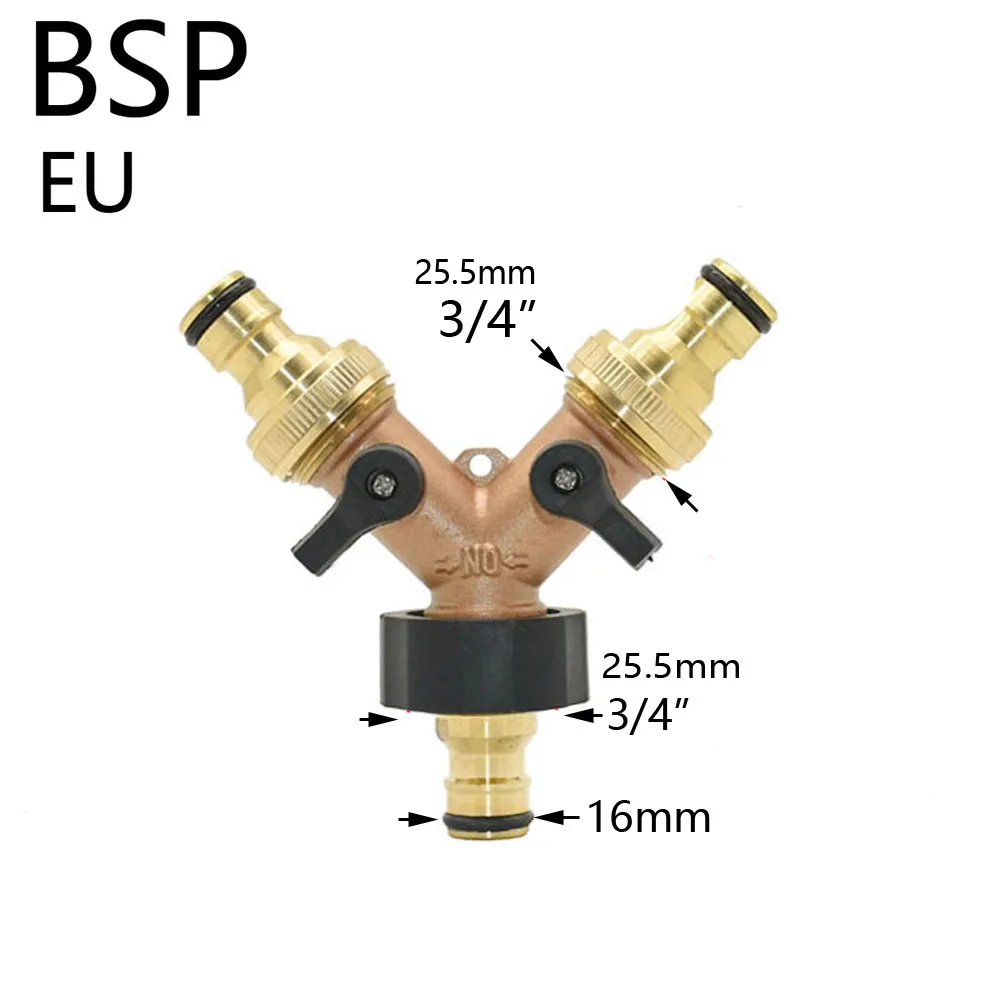 3/4" 2/4-Way Brass Plastic Garden Hose Splitter Y-Type Watering Connector Garden Tap For Outdoor Tap and Faucet