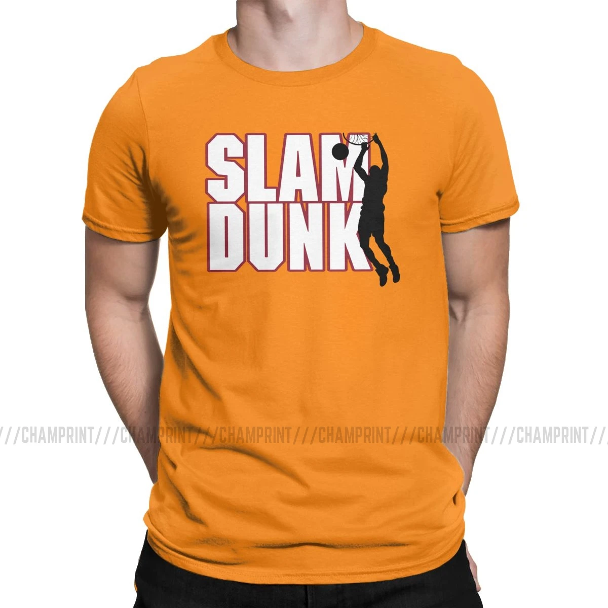 Баскетбол Slam Dunk аниме футболка мужская Sakuragi Hanamichi Спорт манга новинка футболка с вырезом лодочкой футболки подарок на день рождения топы - Цвет: Оранжевый