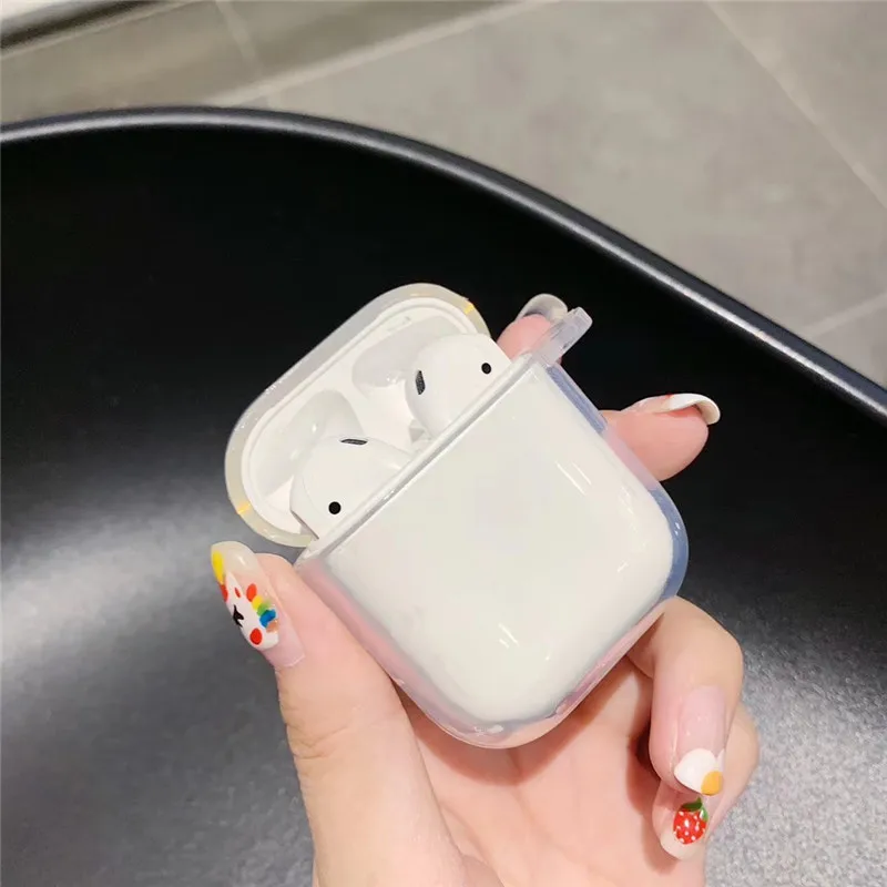 Для AirPod 2 Чехол 3D Блестящий Прозрачный мультяшный мягкий силиконовый беспроводной кожухи головных телефонов для Apple Airpods чехол милый чехол Funda