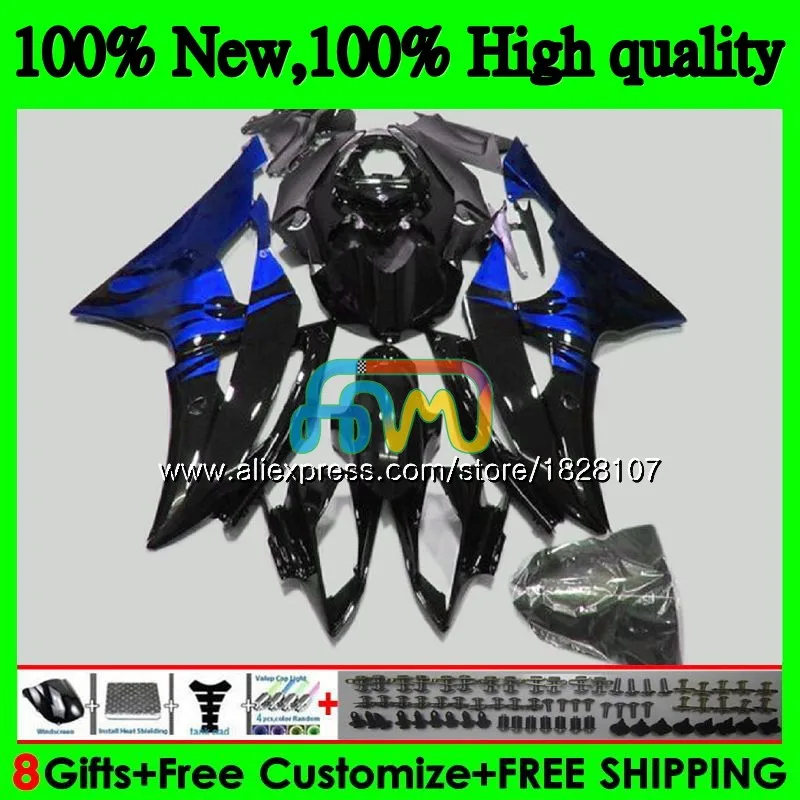 YZF-600 для YAMAHA YZF R6 YZF600 YZFR6 08 13, 14, 15, 16 лет 75BS. 100 YZF 600 R 6 YZF-R6 2008 2013 Синий Пламя обтекатель - Цвет: No. 1