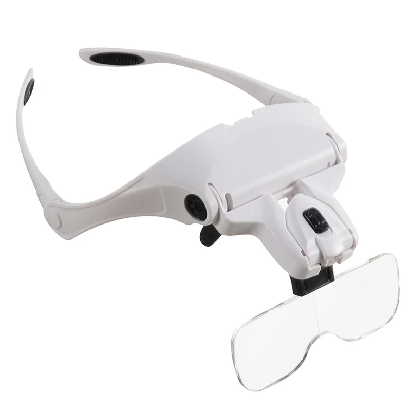 1.0X 1.5X 2.0X 2.5X 3.5X Headband Magnifier LED Light Adjustable Lightweight Magnifying Glass 5 Lens Loupe Reading Repair Tool