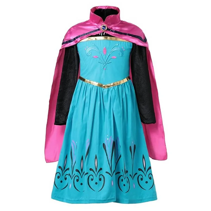 Эльза Новое платье для детей платье принцессы для девочек, маскарадный костюм с персонажами из мультфильмов для детей Одежда для ролевых игр для детей синий одежда с длинным рукавом наряд для вечеринки