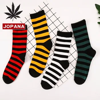 

Stripe Cotton Women's Sock Warm Crew Women Socks Funny Cute Happy Korean Soft Casual Black White Streetwear Winter Skarpetki