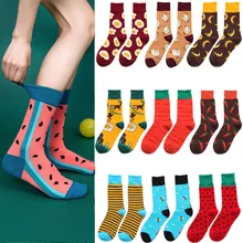 Новые мужские и женские хлопковые креативные забавные носки Модные Мультяшные фрукт банан арбуз клубника омлет узор носки унисекс