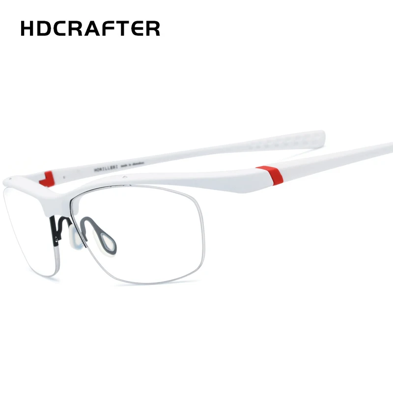 Белый HDCRAFTER NewTR90 очки рамки для мужчин Спорт на открытом воздухе сверхлегкие очки половина рамки близорукость Оптический Рецепт; очки - Цвет оправы: Белый