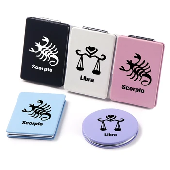 

Libra Scorpio Mini Makeup Mirror Lady Girl Portable Double-Sided Folding Pocket Cosmetic Compact Magnifying Vanity Mirrors Women