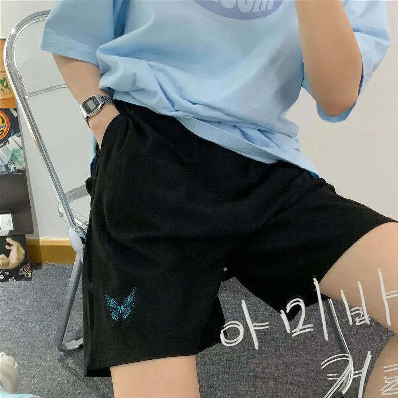 shorts Y2K Butterfly embroidery summer Korean style Loose wide legs femme short sets casual harajuku plus size women clothing shorts