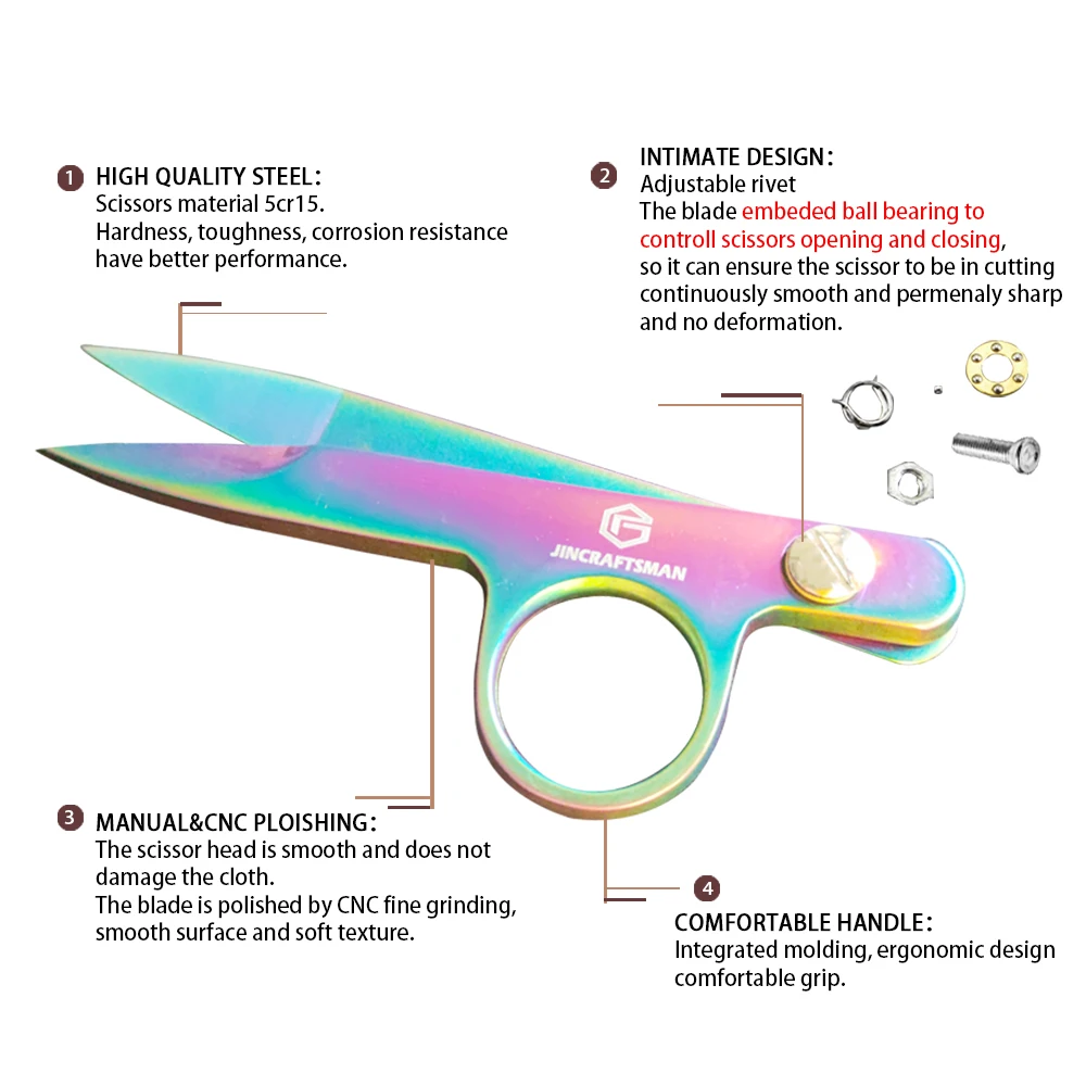 진크래프츠맨 ® ?4.6인치 도금된 무지개색 티타늄 재봉사 자수 도구 뜨개질 울 실 수공예 사무용 가위