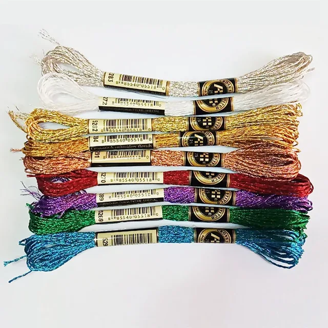 Buy 8 Meters Embroidery Thread Bullion Wire Handmade Gold Silver Wire Round Bright Silk Hand Cross Stitch Sewing Accessories Online