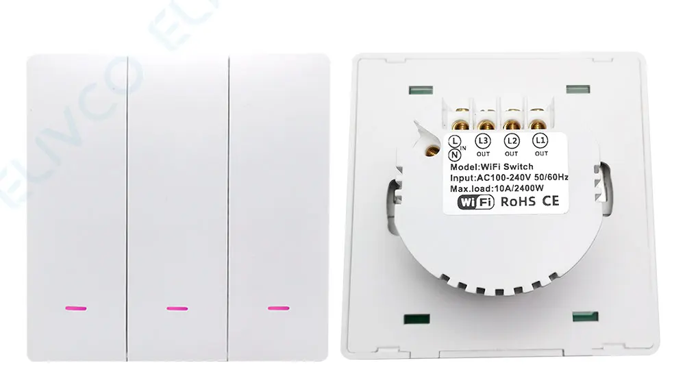 3Gang Tuya Smart Switch WiFi 220V Wall Push Button Switch APP Remote Control Sma