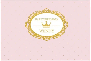 

7x5FT Light Pink Diamonds Mirror Crown Happy Birthday Custom Photo Studio Backdrop Background Vinyl 220cm x 150cm