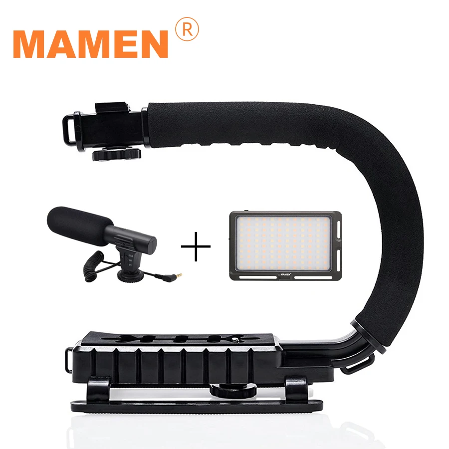 Стабилизатор для камеры MAMEN светодиодный студийный свет видео и микрофона DSLR