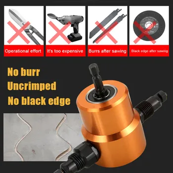 

Double Headed Sheet Metal Drill Attachment Metal Cutter with Extra Punch Perfect for Straight Curve and Circle Cutting ud99