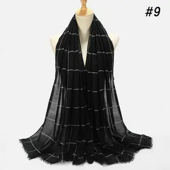 

Women Cotton linen Scarf Muslim Plaid Striped Hijab Shawl Wrap Headscarf Scarves