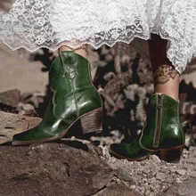 LOOZYKIT/ винтажные женские ботинки ковбойские ботинки до середины икры на низком каблуке с пряжкой модная повседневная обувь на платформе; большие размеры 35-43; Прямая поставка