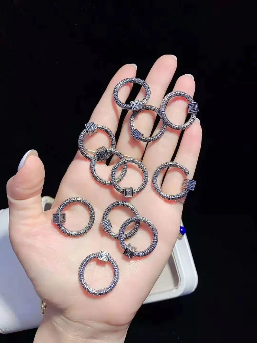5PCS, CZ Micro Pave Crystal Zirconia Clasp Lock Carabiner Pave Lock Gumetal Jewelry Findings