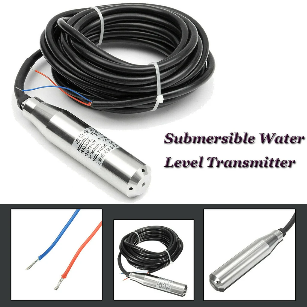 3pcs Hydrostatic Water Tank Liquid Level Sensor Transmitter Submersible 0-5mH2O
