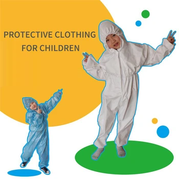 

Protective Suit Non-Disposable Baby Kids Children Protective Clothing Child Siamese With Cap Antistatic Waterproof Isolation
