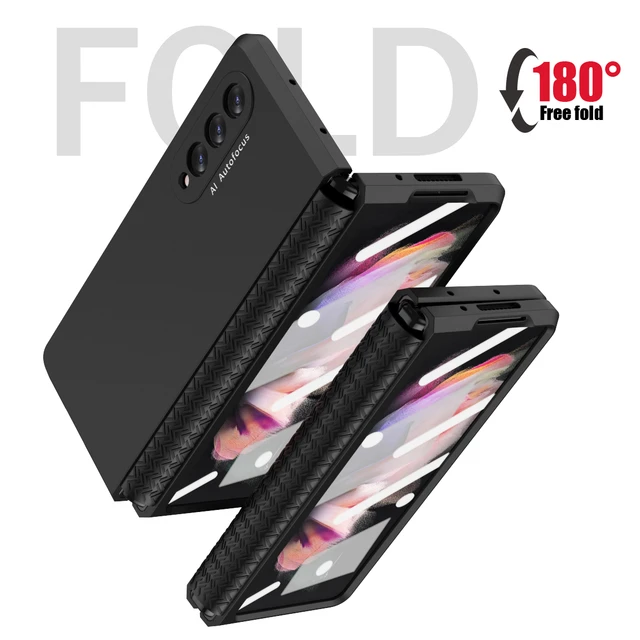 Anti-Fall Case For Samsung Galaxy Z Fold 3 Case W22 Luxury Shockproof Cover  For Samsung Fold3 Full Coverage With Pen Holder