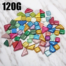 New Arrival 120g 70pcs Colorful Glitter Shiny Glass Mosaic Tiles Multi-color Mosaic Mirror Tiles Bulk For Art DIY Hand Craft