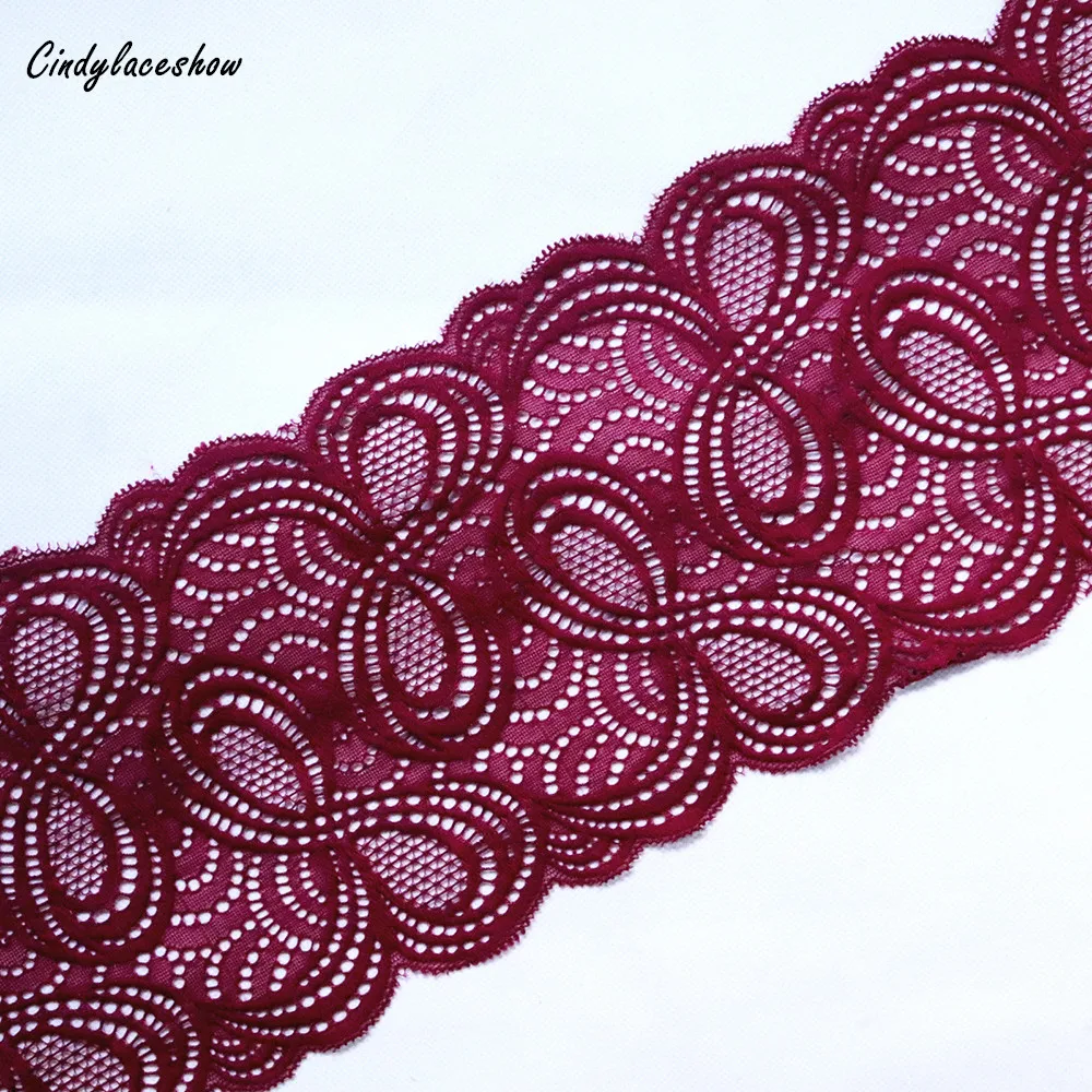 Stretch Gold /& Pink Embroidered Border Lace Trim//Sewing//Lingerie//6.5” Wide