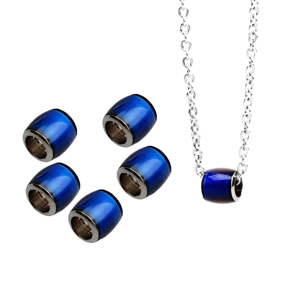 6 Pieces Fancy Color Change Mood Thermo Sensitive Barrel Beads with 50cm Long Chain Necklace 6 Pieces Fancy Color Change Mood Thermo Sensitive Barrel Beads with 50cm Long Chain Necklace