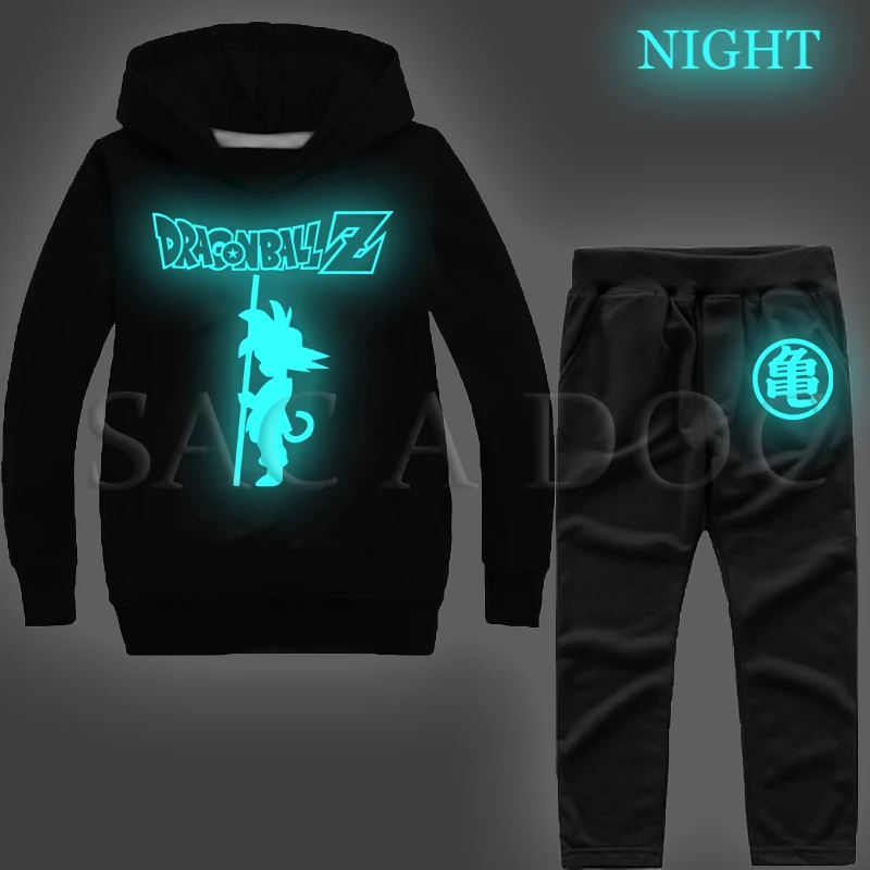 

Toddler Boys Girls Clothes Sets Spring Autumn Tracksuit New Dragon Ball Print Luminous Hoodies Sportswear Sweater+Pants 2pcs Set