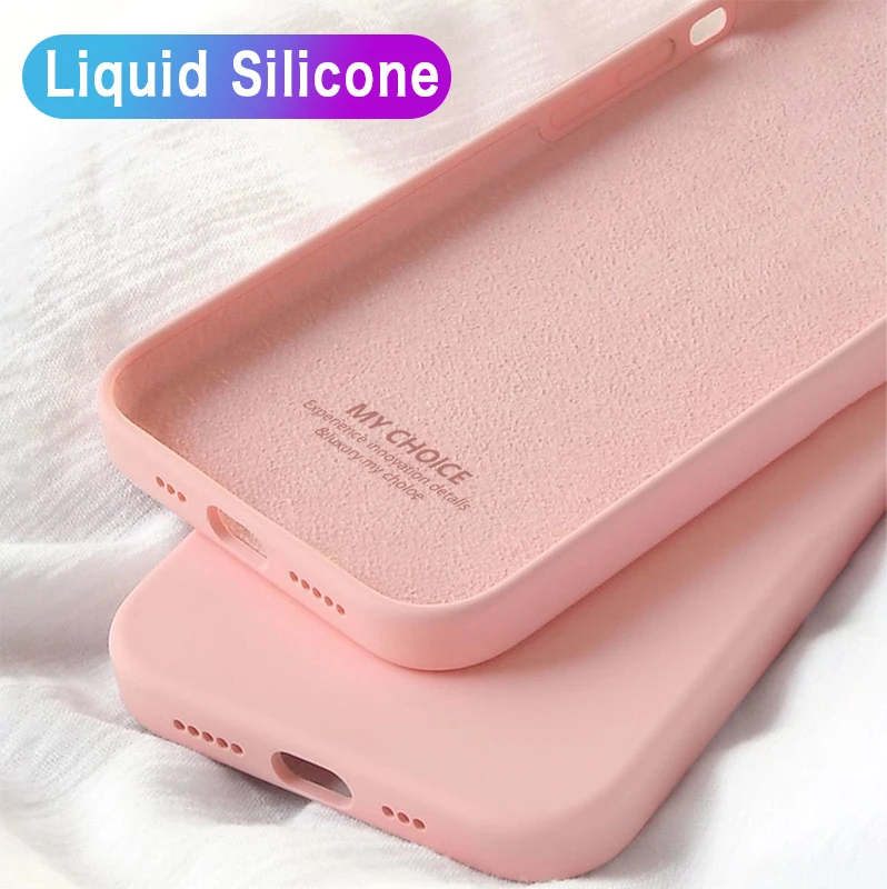 Luxury Original Square Liquid Silicone Phone Case For Iphone 12 13 11 Pro Max Mini Xs X Xr 7 8 Plus Se 2 Thin Soft Candy Cover Mobile Phone Cases Covers Aliexpress