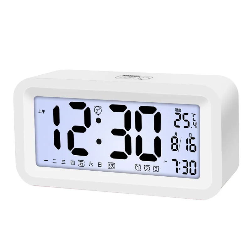 

Lcd Digital Alarm Clock with Temperature Super Loud Clocks Smart Electronic Night Lights for Kids Rooms Desktop Ornaments Gift B