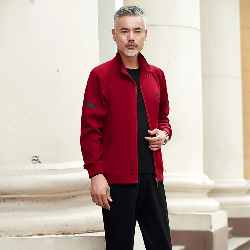 

Middle-aged Sports Set Men's Spring And Autumn Three-piece Set Old Man Sports Clothing Set Sportswear Men's Daddy Clothes Men's