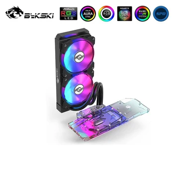شراءBykski GPU A-RGB المياه التبريد عدة 240 مللي متر المبرد المبرد المزدوج A-RGB وضع اللوحة هالة مزامنة B-FRD5700XT-RBW