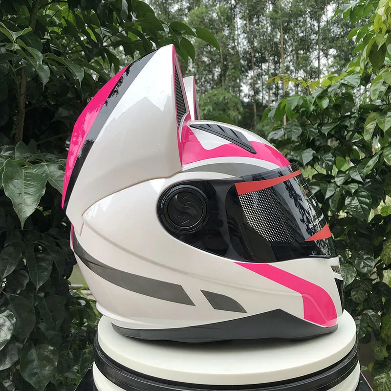 NITRINOS мотоциклетный шлем для мужчин и женщин, персональный шлем белого и розового цвета, Полнолицевые гоночные шлемы M/L/XL/XXL Capacete