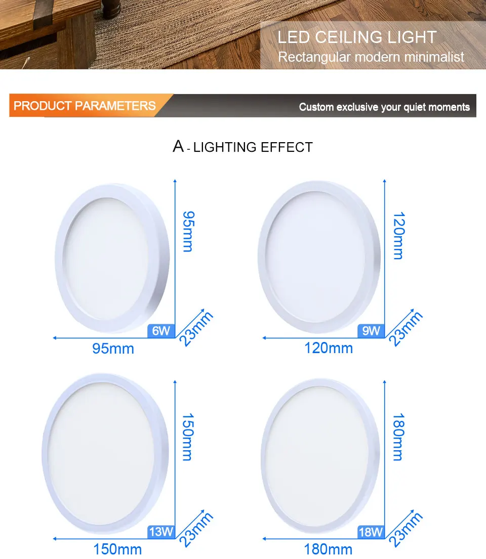 LED Ceiling Light 6W 9W 13W 18W 24W 36W 48W Surface Mounted Panel Lamp AC85-265V Ceiling Lamp For Bedroom Living Room Decor