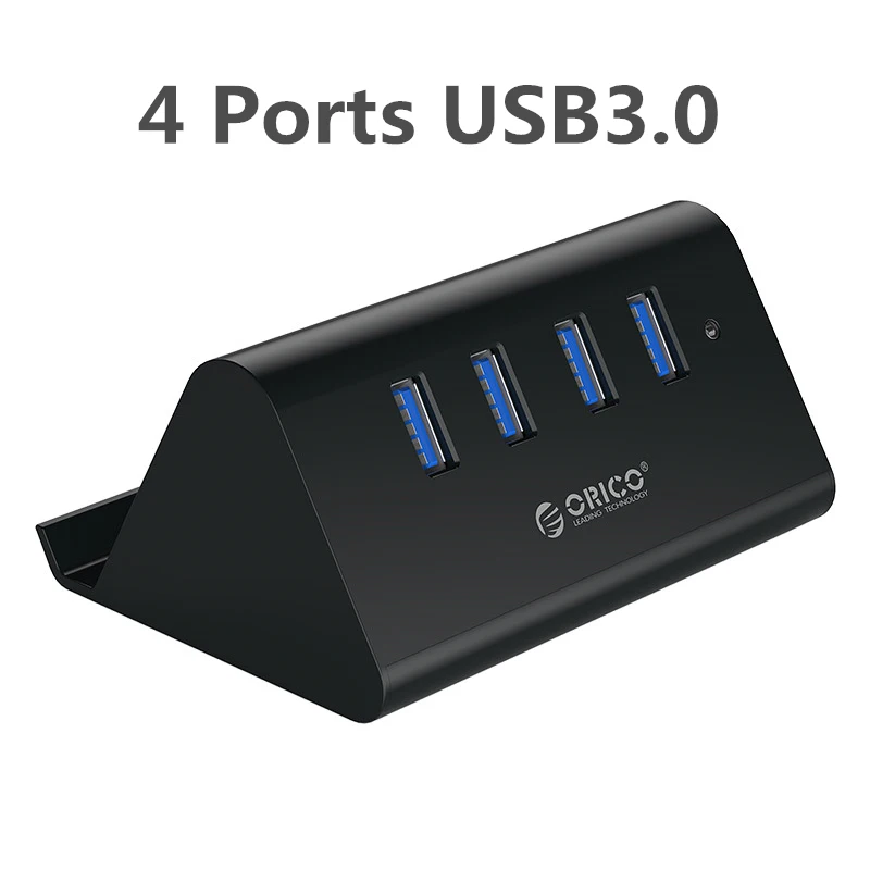 ORICO Mini 4 порта USB 3,0 концентратор разветвитель 5 Гбит/с высокая скорость для настольного ноутбука с подставкой держатель для телефона Tablet PC-черный/белый