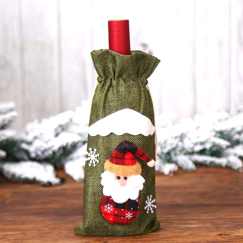 Рождественская бутылка вина Декор Снеговик и олень стиль сумки для винных бутылок украшения кухни на год Рождество ужин Вечеринка c2332 - Цвет: green