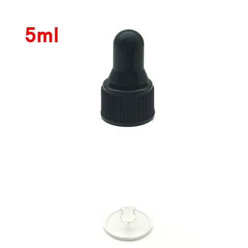 5ml Clear With Black 10 шт. 1 мл 2 мл 3 мл 5 мл мини пустая стеклянная бутылка-капельница портативная бутылка для ароматерапии эфирное масло с стеклянная пипетка для закапывания в глаза - Цвет: 5ml Clear With Black