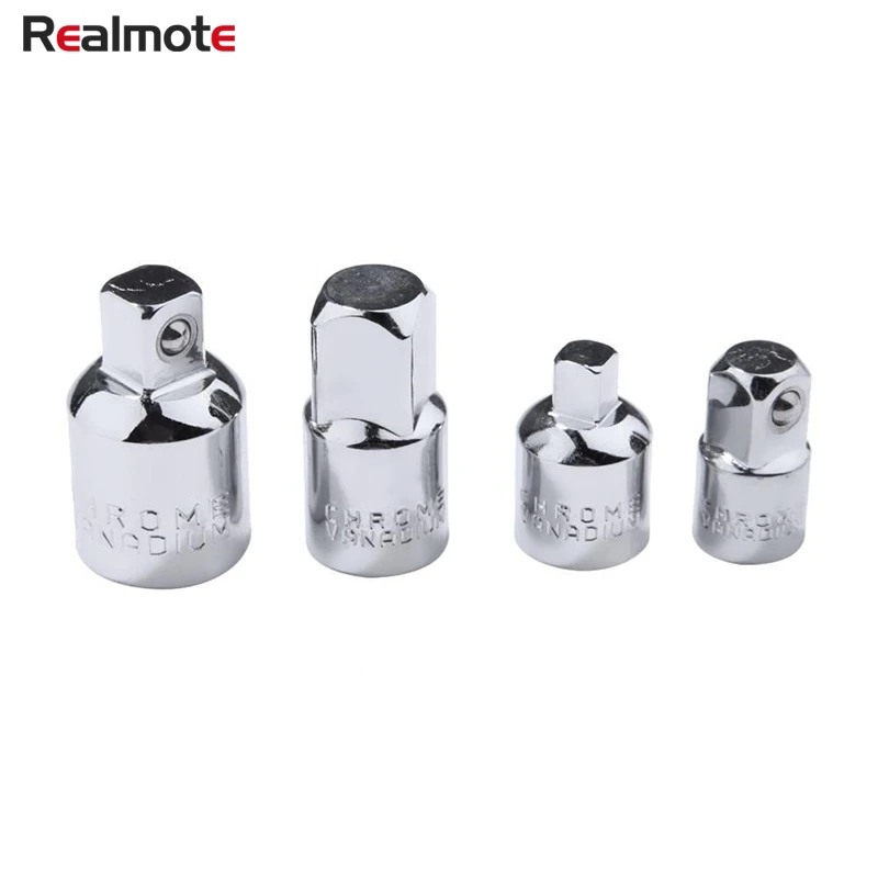 

Realmote 4pcs 1/2" 1/4" 3/8" Silver Ratchet Adapter Chrome Vanadium Steel Socket Converter Set