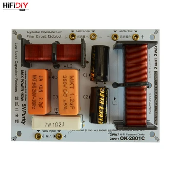 

HIFIDIY OK-2801C 2 Way 2 speaker Unit (tweeter + bass )HiFi Speakers audio Frequency Divider Crossover Filters