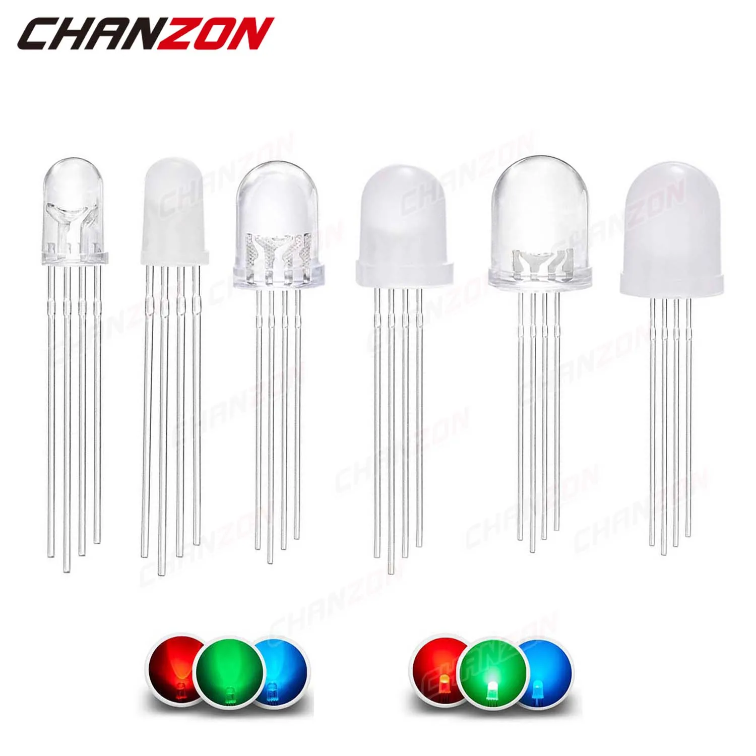 LED 다이오드 RGB 발광, 4 핀 공통 양극 음극, 3 색 투명 확산, DIY PCB 램프 전구, 5mm, 8mm, 10mm ...