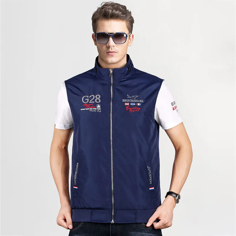 

Bruce&Shark Men's Vest Autumn Spring Winter Thin Cotton Sleeveless Vest Fashion Casual Travel Vest Multi-pockets Waistcoat 5529