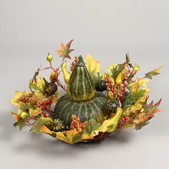 

Artificial Mini Pumpkins with Artificial Flowers Bonsai for Christmas Harvest Party Home Store Desk Centerpiece Decoration