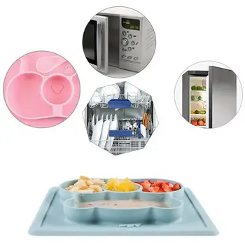 

Cute Silicone Bowl Dish Dinnerware Set Feeding Non-toxic Child Plate Suction Toddler Lunch Spoon Tray Mat With Table Food V1L6