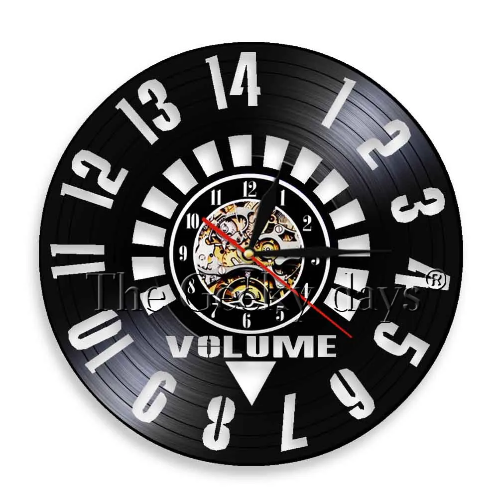 No LED 1 piece Vinyl volume Handmade wall clock art amplifier Uhr Birthday Gift volume art clock home decoration - Цвет: No LED